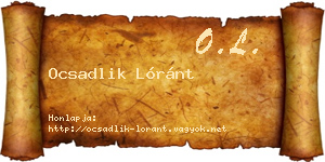 Ocsadlik Lóránt névjegykártya